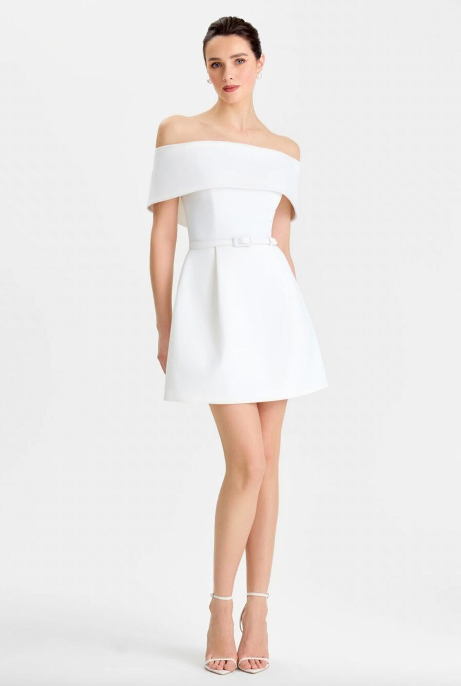 Nadine Merabi Harper Off-The-Shoulder White Mini Dress Women Small